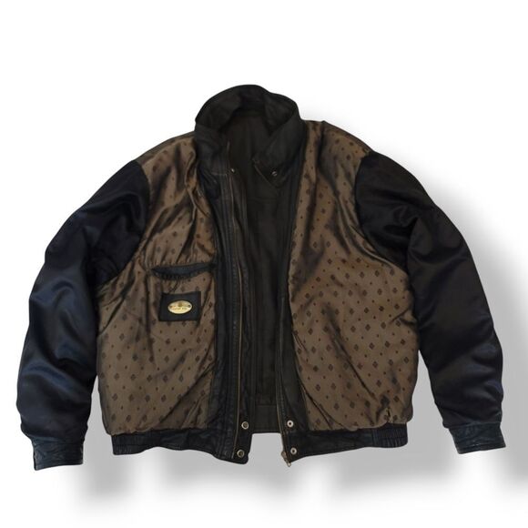 Vintage Hunting Horn Classics Leather Bomber Aviator Jacket In Black Size XL - Picture 9 of 16